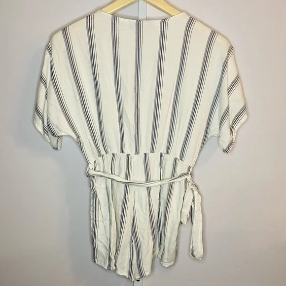 Lulus Climb Aboard Grey and White Striped Romper! - Picture 5 of 12